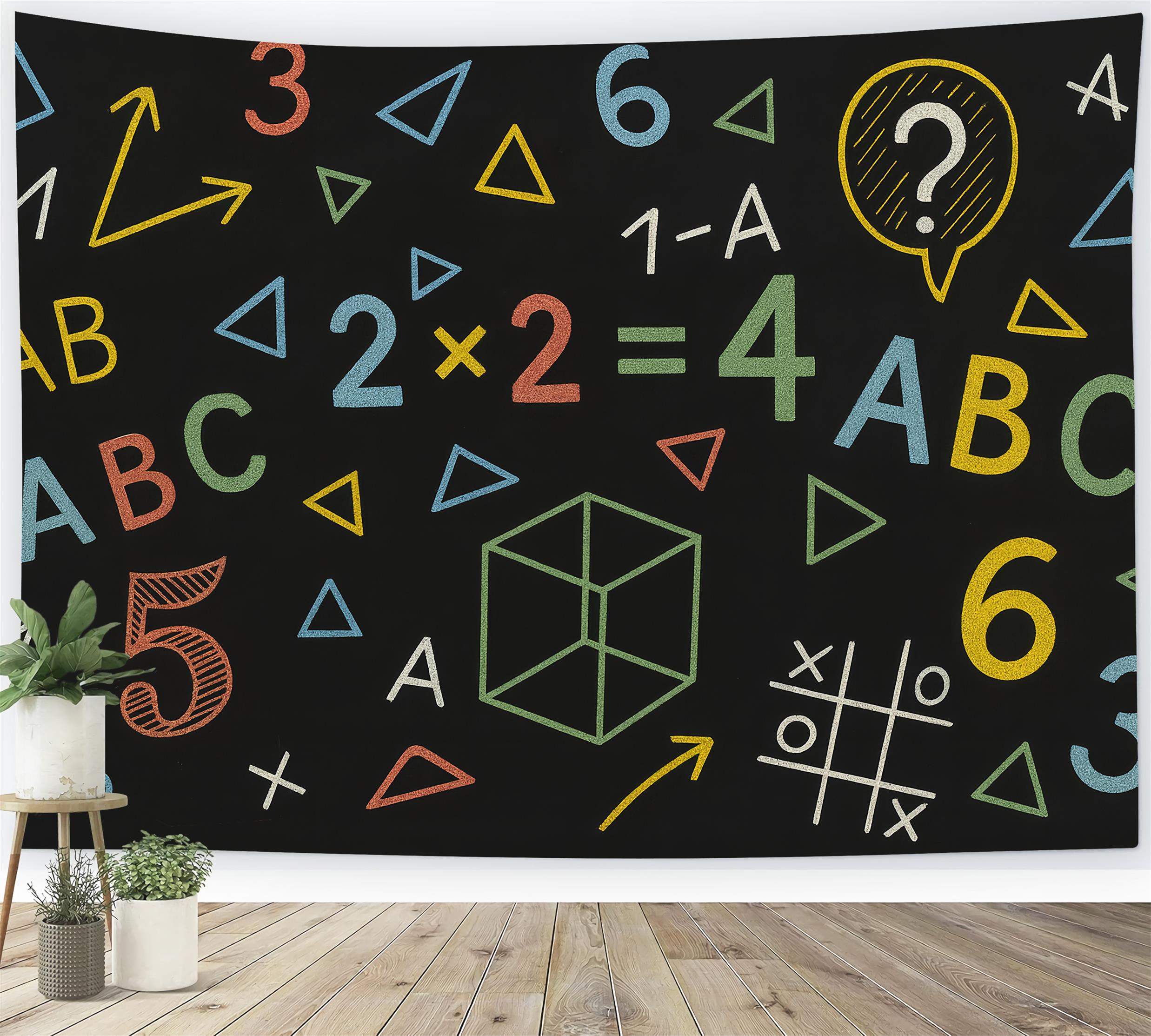 School Backdrop Geometric Chalkboard Color Shapes Back To School Backdrop UK LXX59-219