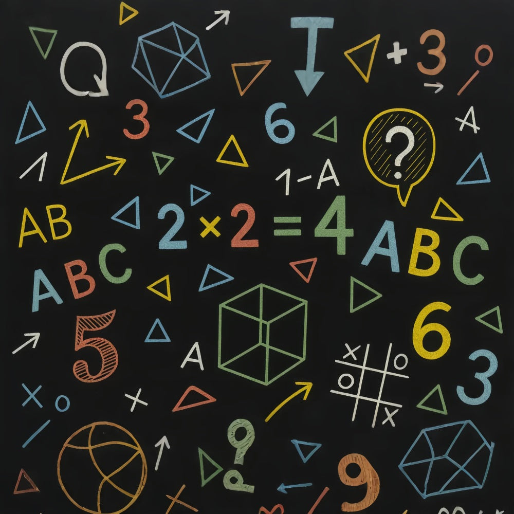 School Backdrop Geometric Chalkboard Color Shapes Back To School Backdrop UK LXX59-219