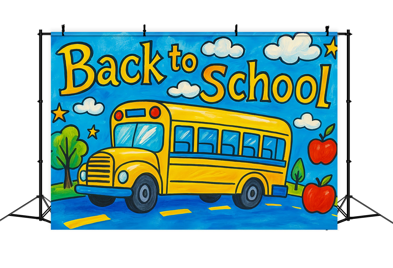 School Bus Backdrop Yellow School Bus Drawing Back To School Photo Backdrop UK LXX59-222