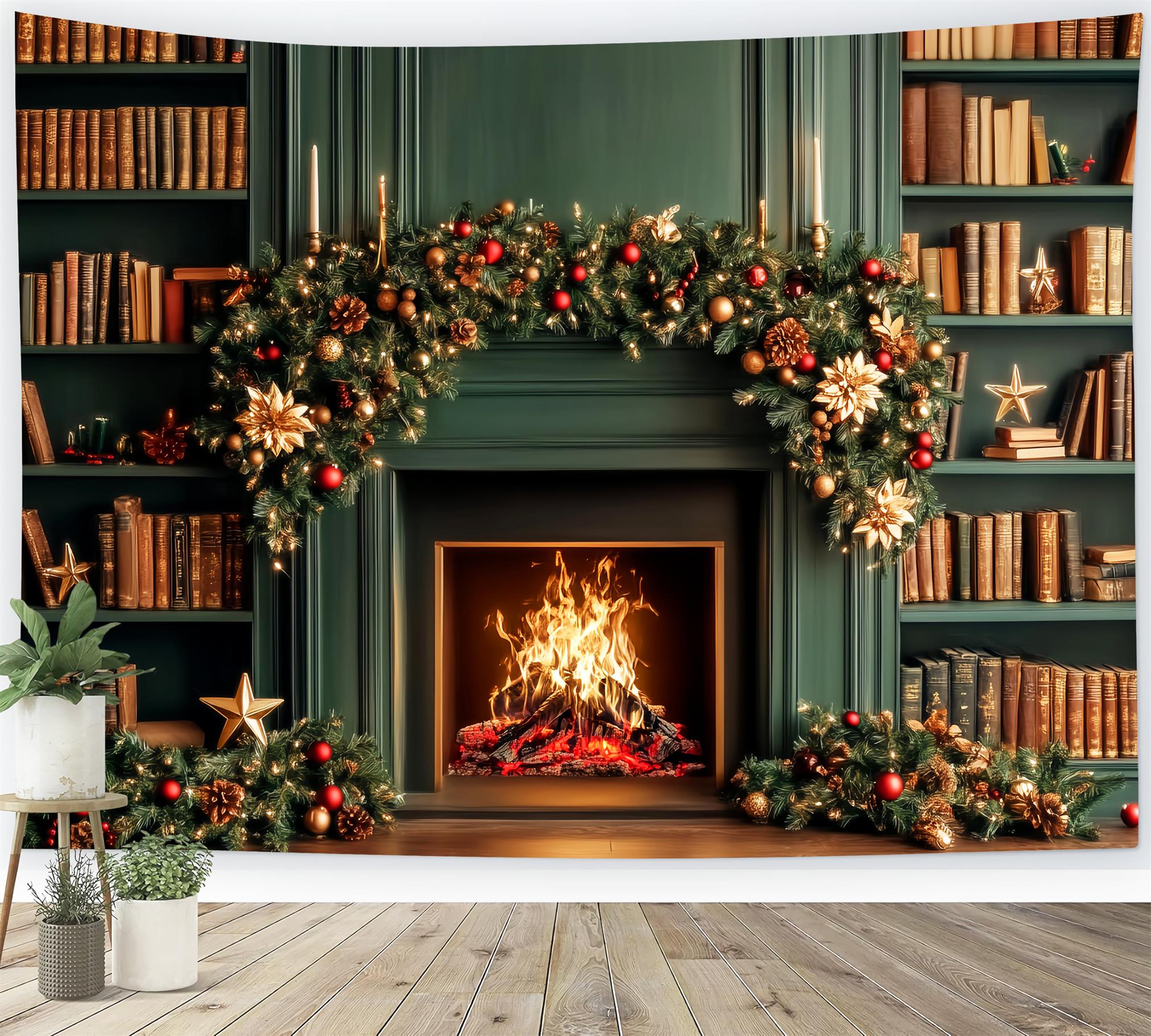 Back To School Backdrops Fireplace Library Books Back To School Photo Backdrop UK LXX59-225