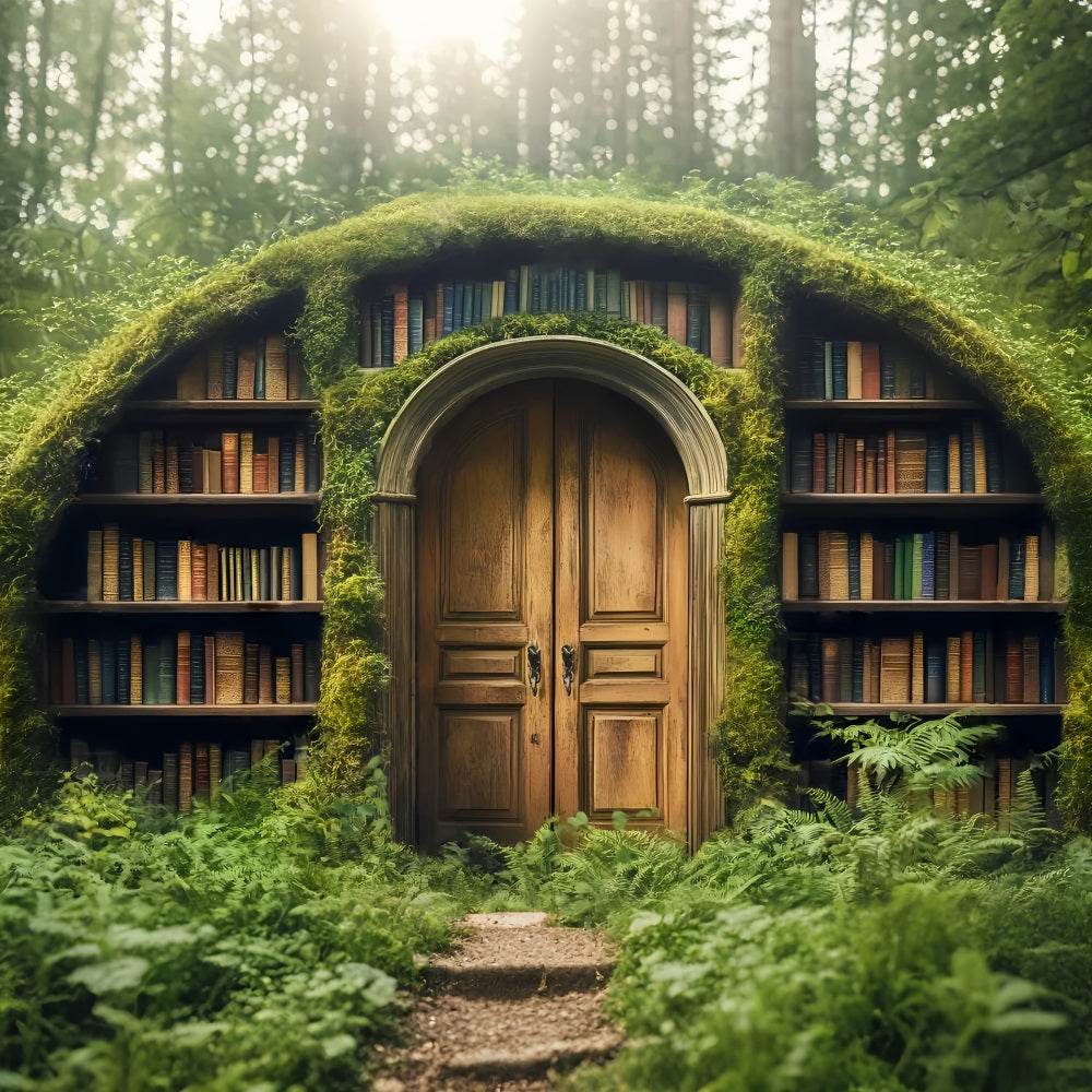 Back To School Backdrops Mossy Doorway Hidden Library School Picture Backdrop UK LXX59-226