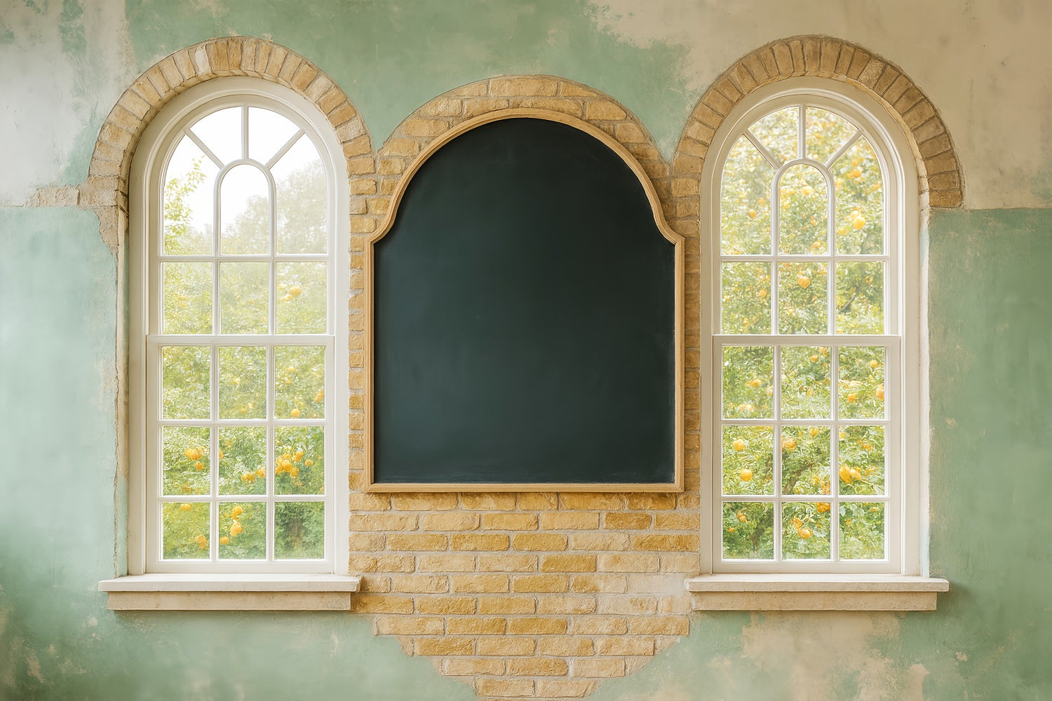 Back To School Backdrops Chalkboard Arched Window Wall School Classroom Backdrop UK LXX59-229