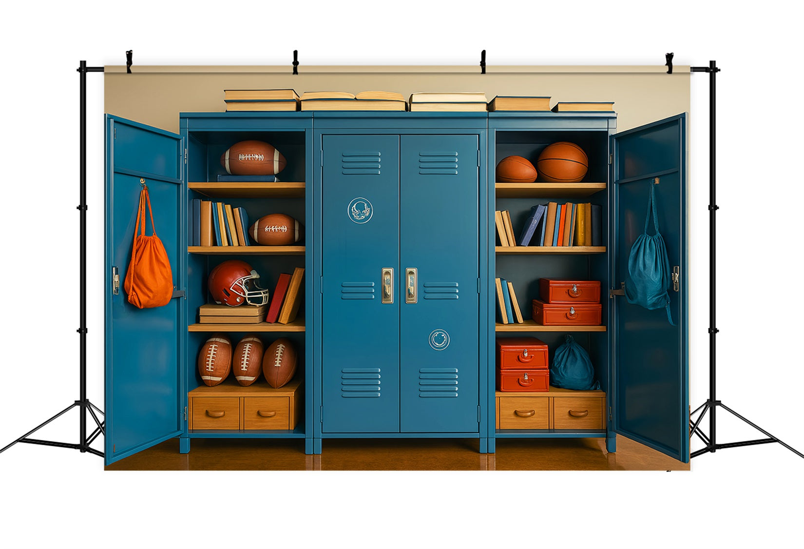 Back To School Backdrops Sports Locker Bookshelf Display School Locker Backdrop UK LXX59-230