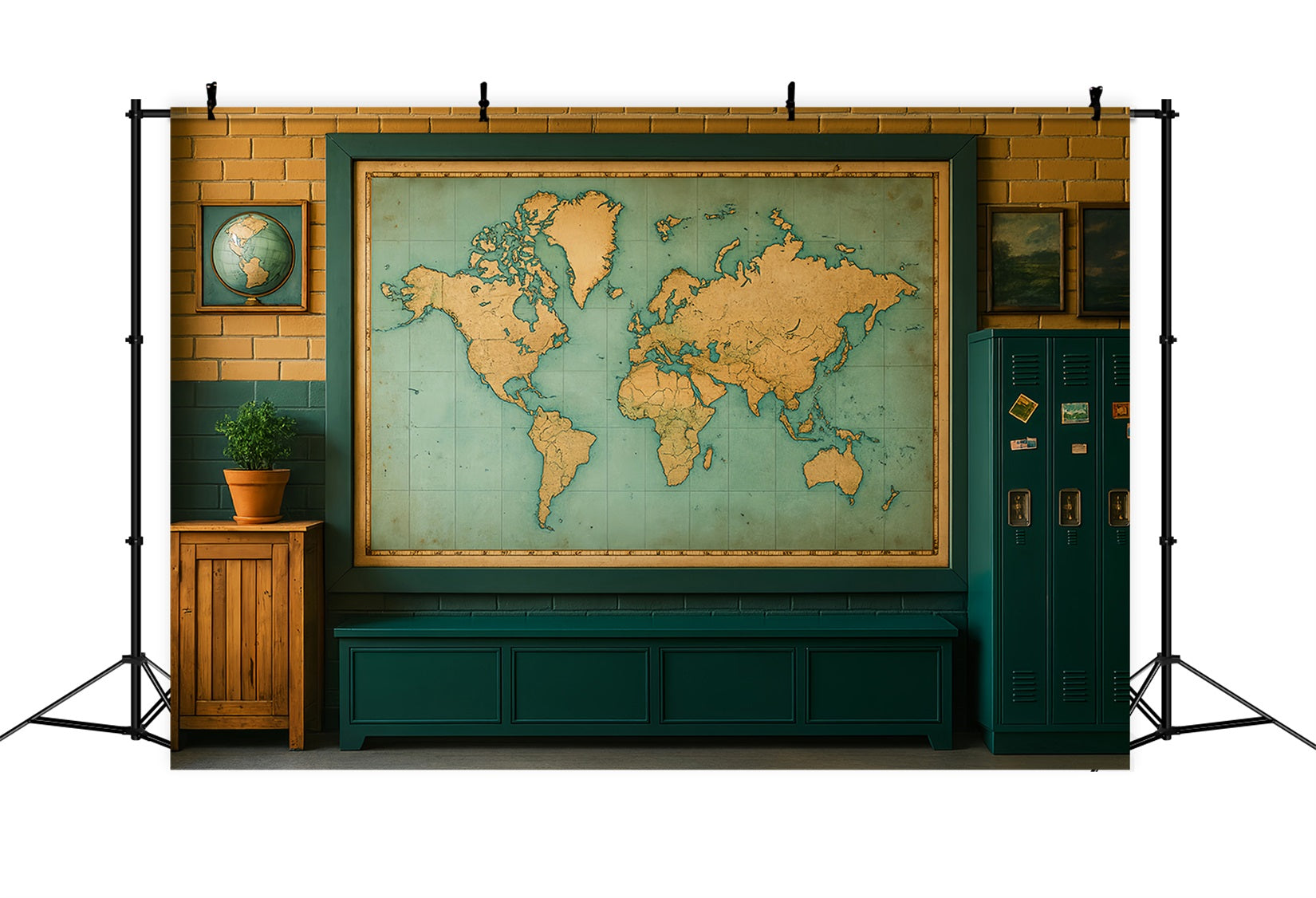 Back To School Backdrops World Map Classroom Wall School Classroom Backdrop UK LXX59-232