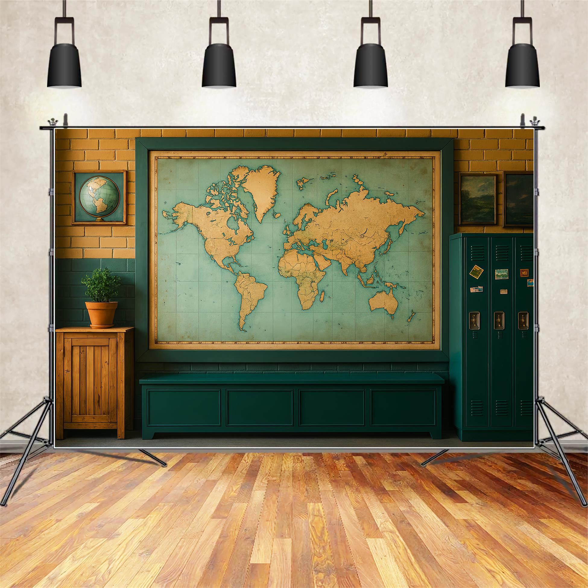 Back To School Backdrops World Map Classroom Wall School Classroom Backdrop UK LXX59-232