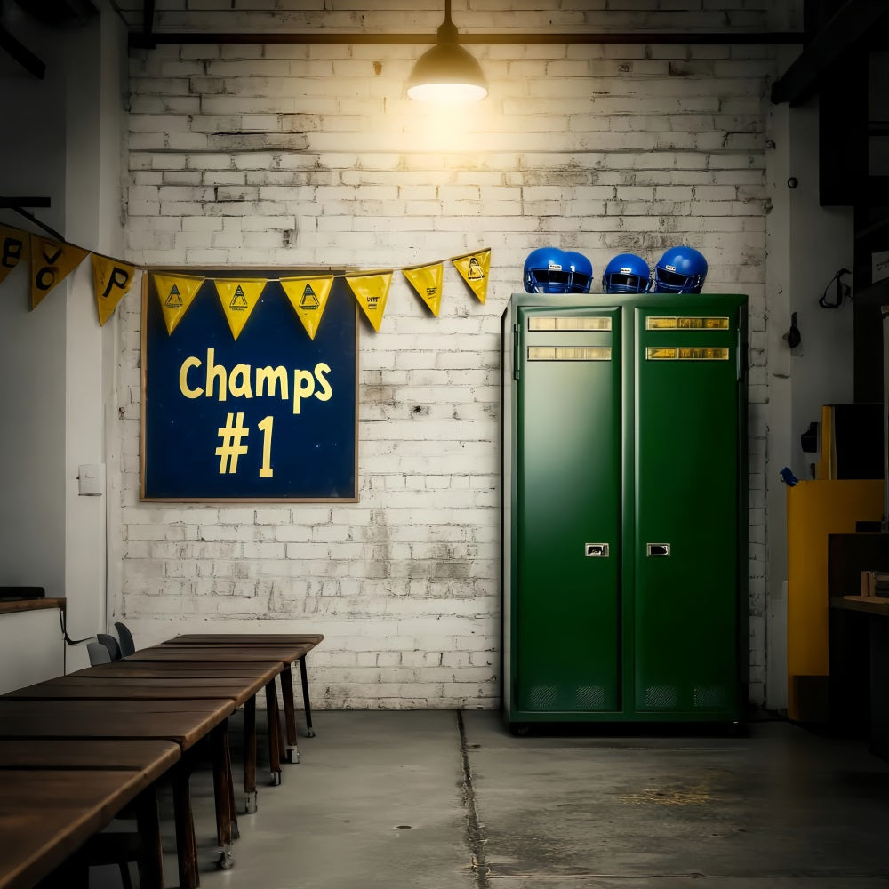 School Hallway Backdrop Locker Room Champs Banner Back To School Backdrop UK LXX59-233