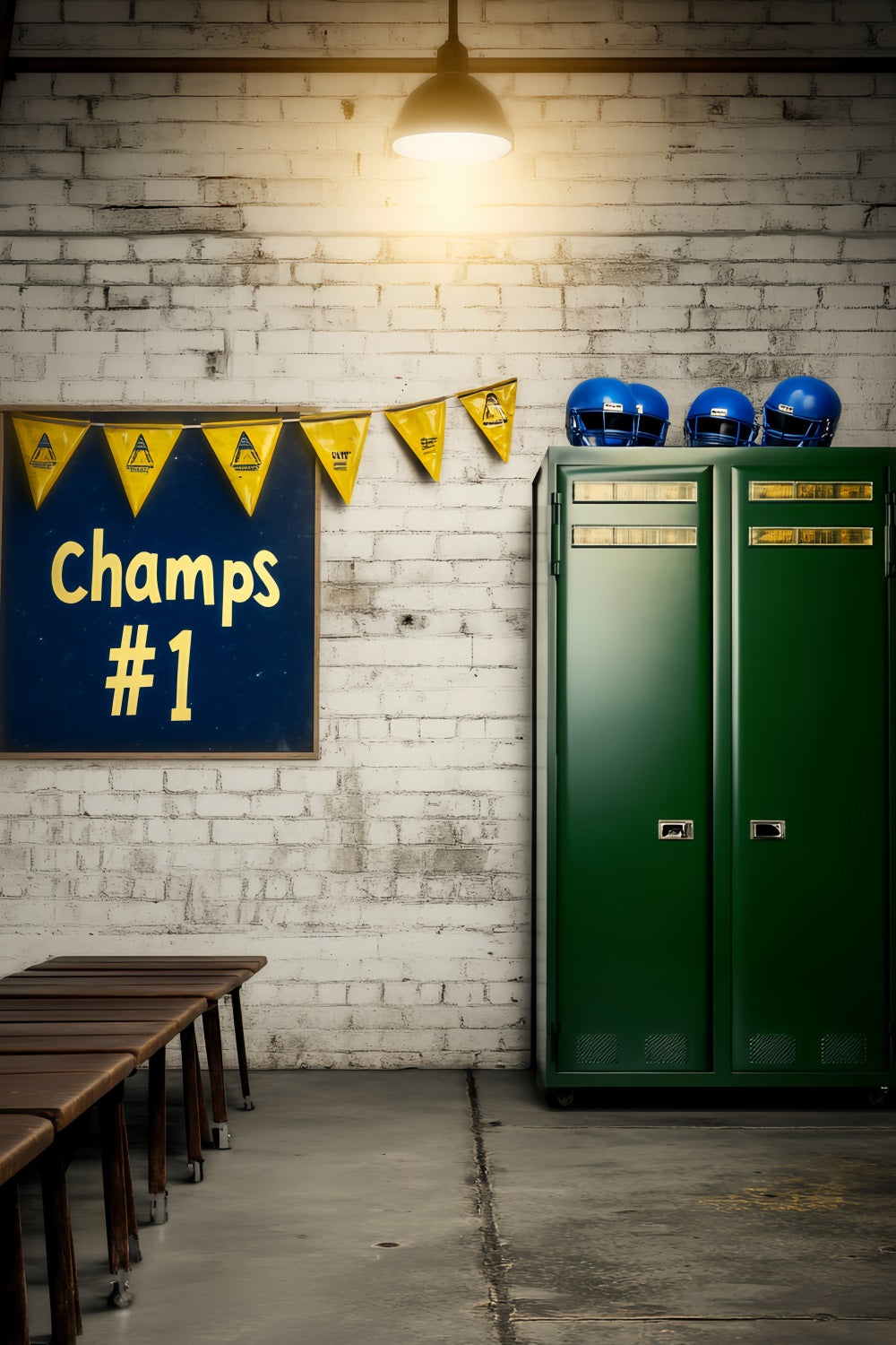 School Hallway Backdrop Locker Room Champs Banner Back To School Backdrop UK LXX59-233