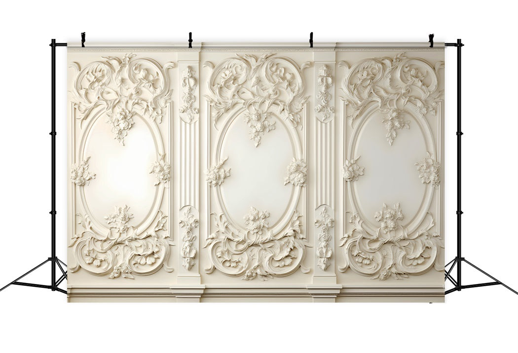 Abstract Backdrop Backdrop Ornate White Baroque Panel Photography Dance Backdrop UK LXX59-24