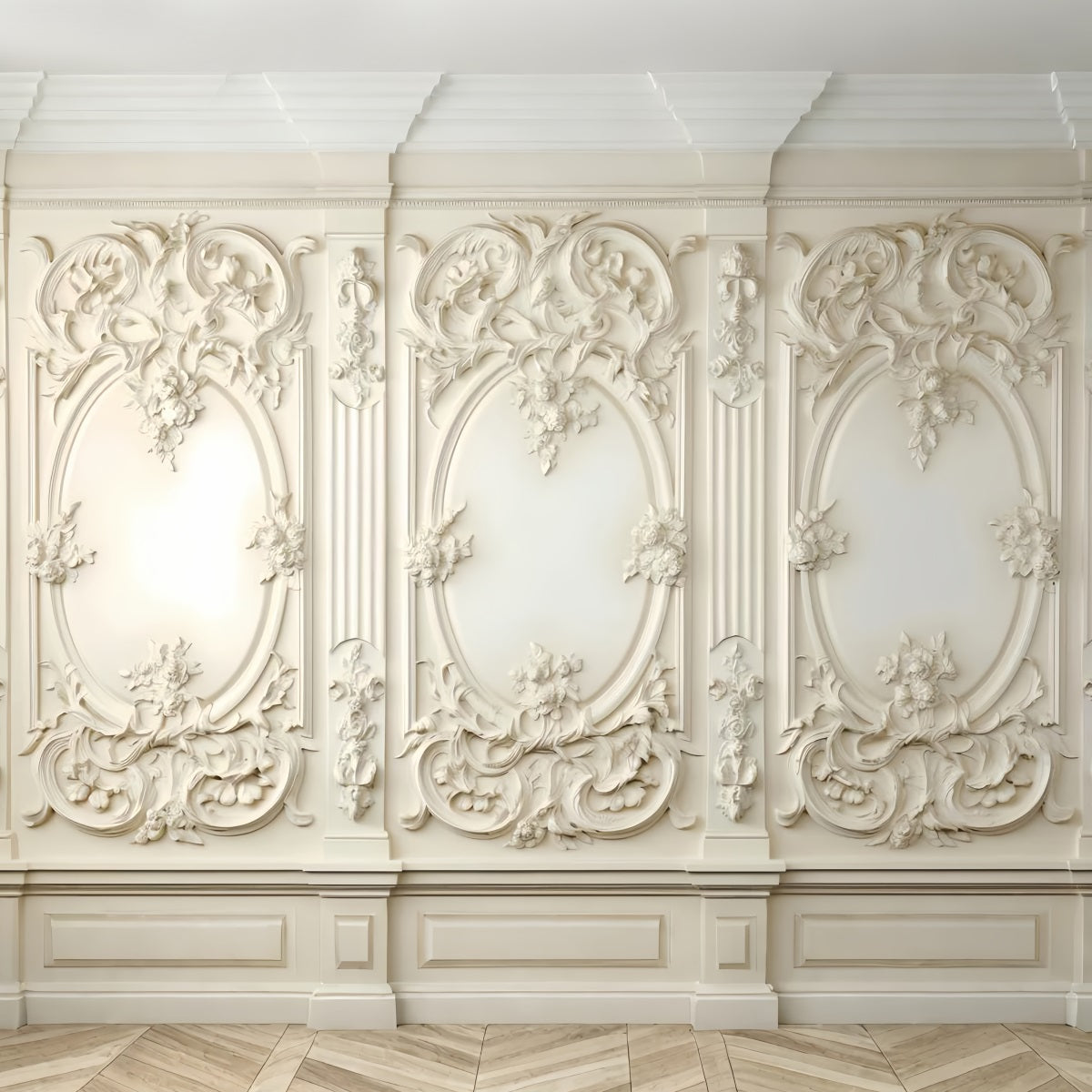 Abstract Backdrop Backdrop Ornate White Baroque Panel Photography Dance Backdrop UK LXX59-24