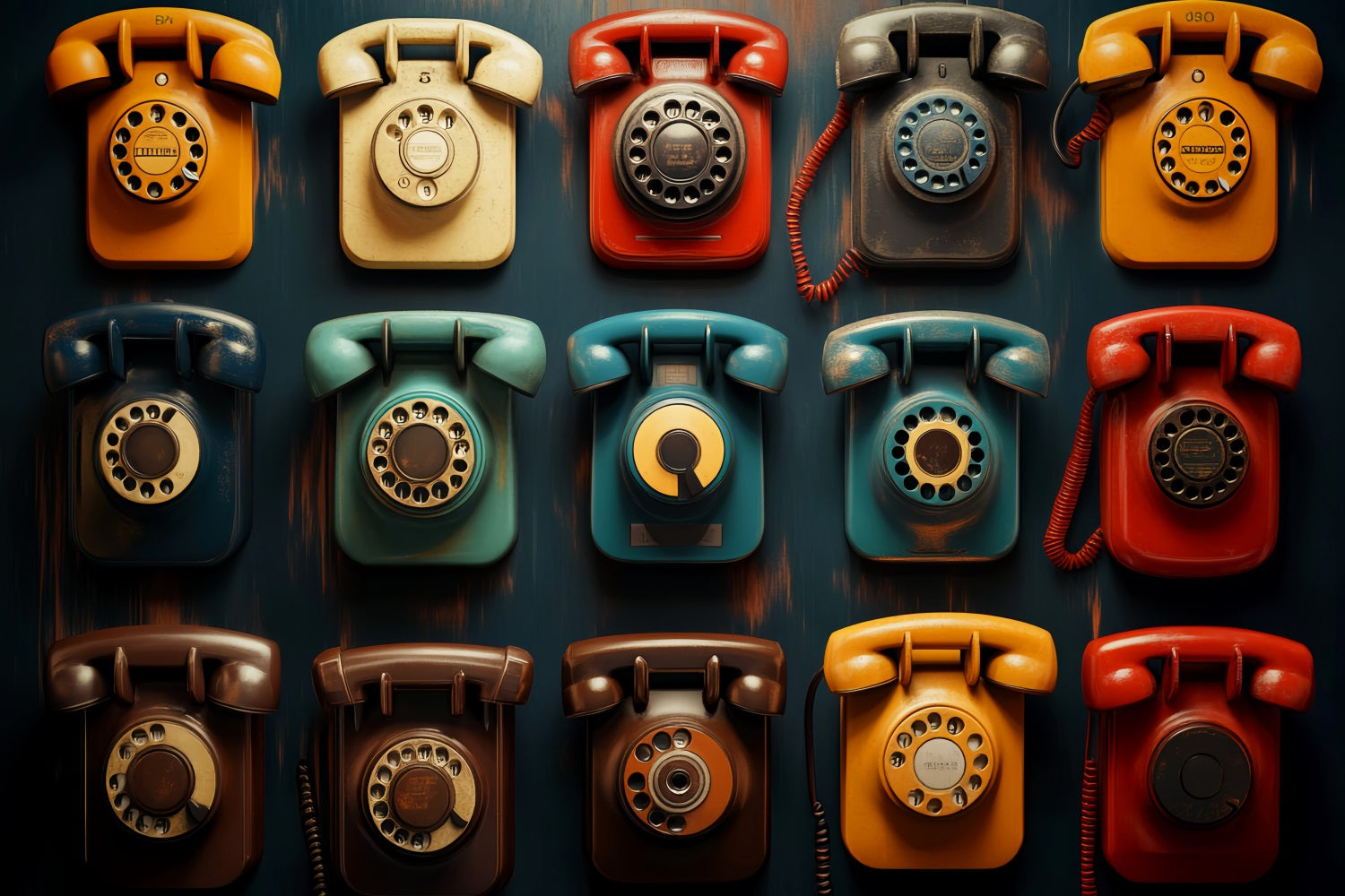 Back To School Backdrop Colorful Vintage Rotary Phones School Picture Backdrop UK LXX59-242