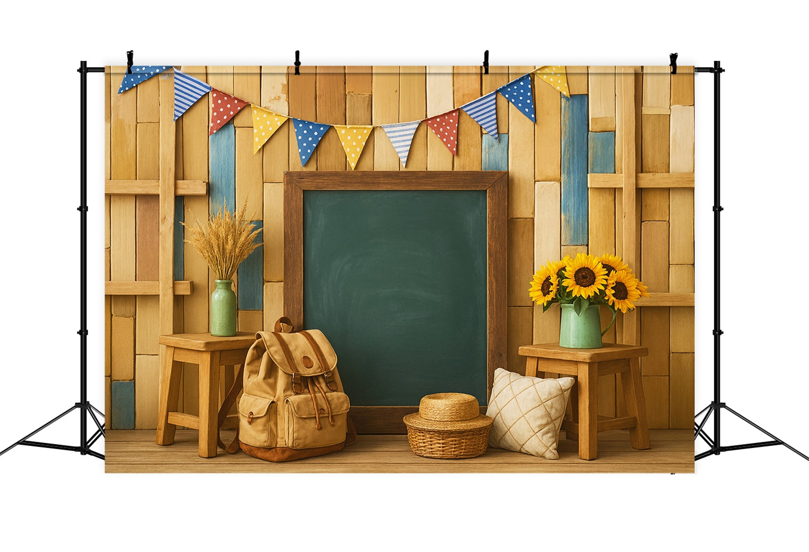 Back To School Backdrop Wooden Blackboard Backpack Setup Back To School Backdrop Ideas UK LXX59-247