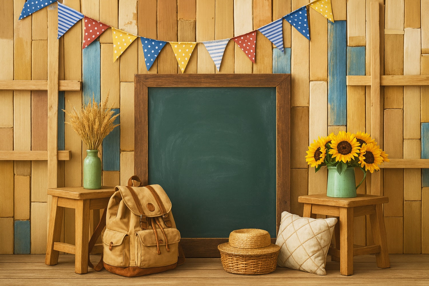 Back To School Backdrop Wooden Blackboard Backpack Setup Back To School Backdrop Ideas UK LXX59-247