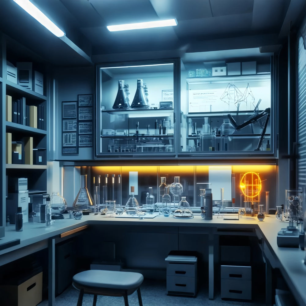 Chemistry Backdrop Futuristic Neon Science Lab Back To School Backdrop UK LXX59-252