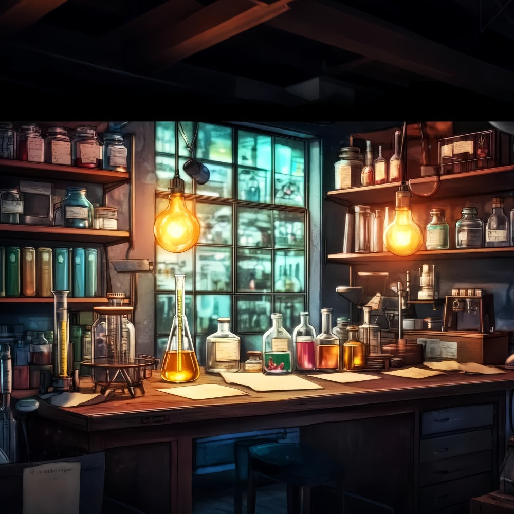 Chemistry Backdrop Rustic Chemistry Study Table Back To School Photo Backdrop UK LXX59-254