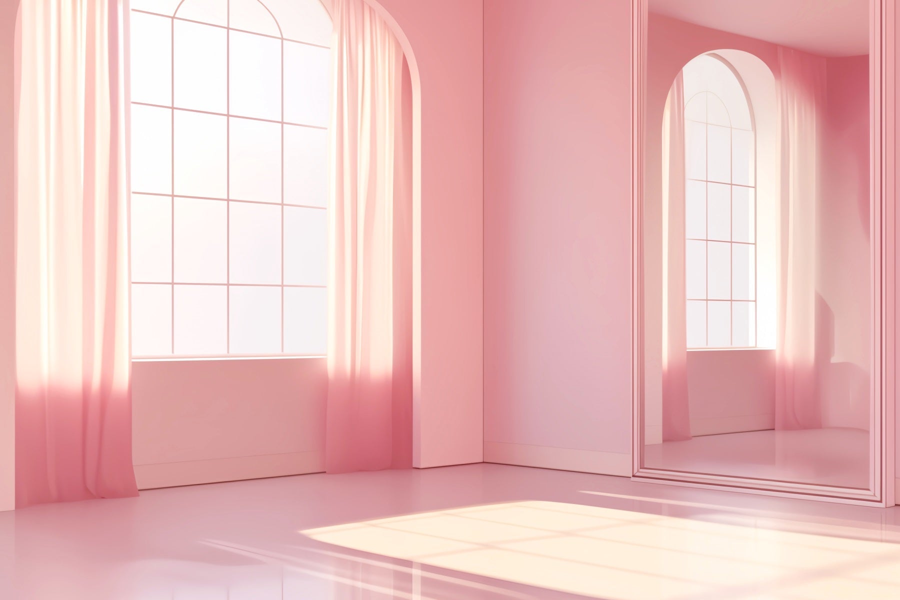 Dance Studio Backdrop Minimalist Pink Mirror Studio School Dance Backdrop UK LXX59-26