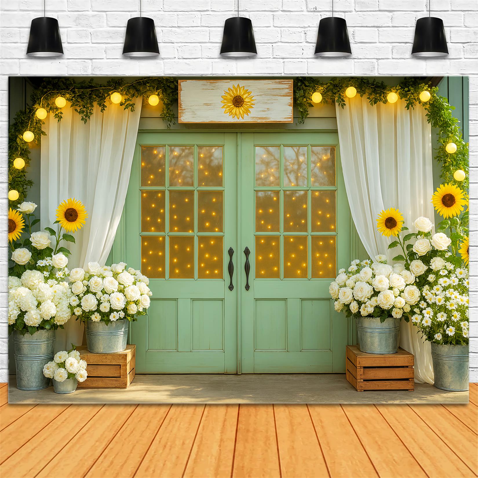 Fall Backdrop Sunflower Glow Doorway Decor Fall Photography Backdrops UK LXX59-264