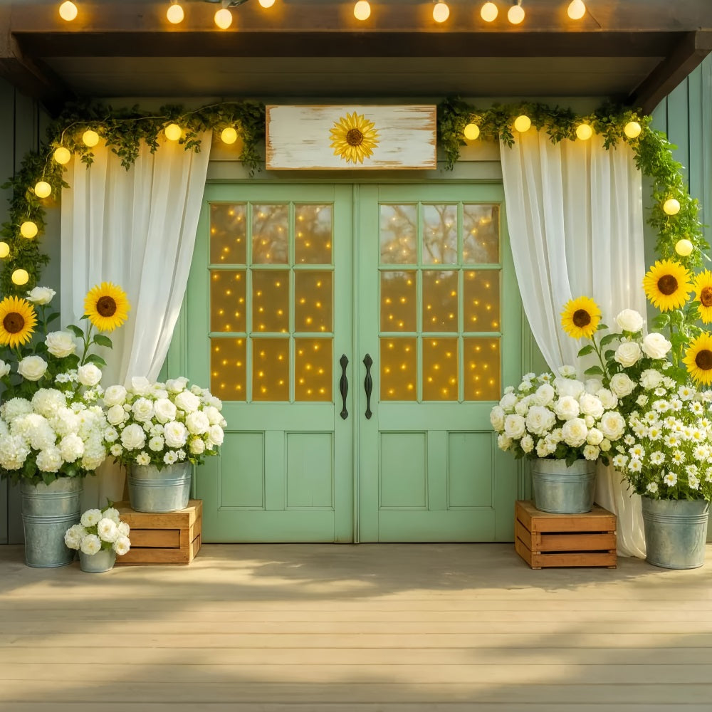 Fall Backdrop Sunflower Glow Doorway Decor Fall Photography Backdrops UK LXX59-264