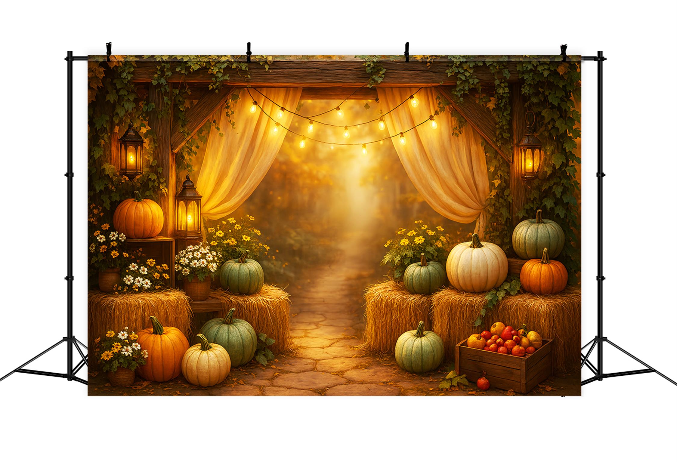 Fall Backdrop Rustic Pumpkin Patch Arrangement Fall Backdrop For Photos UK LXX59-267