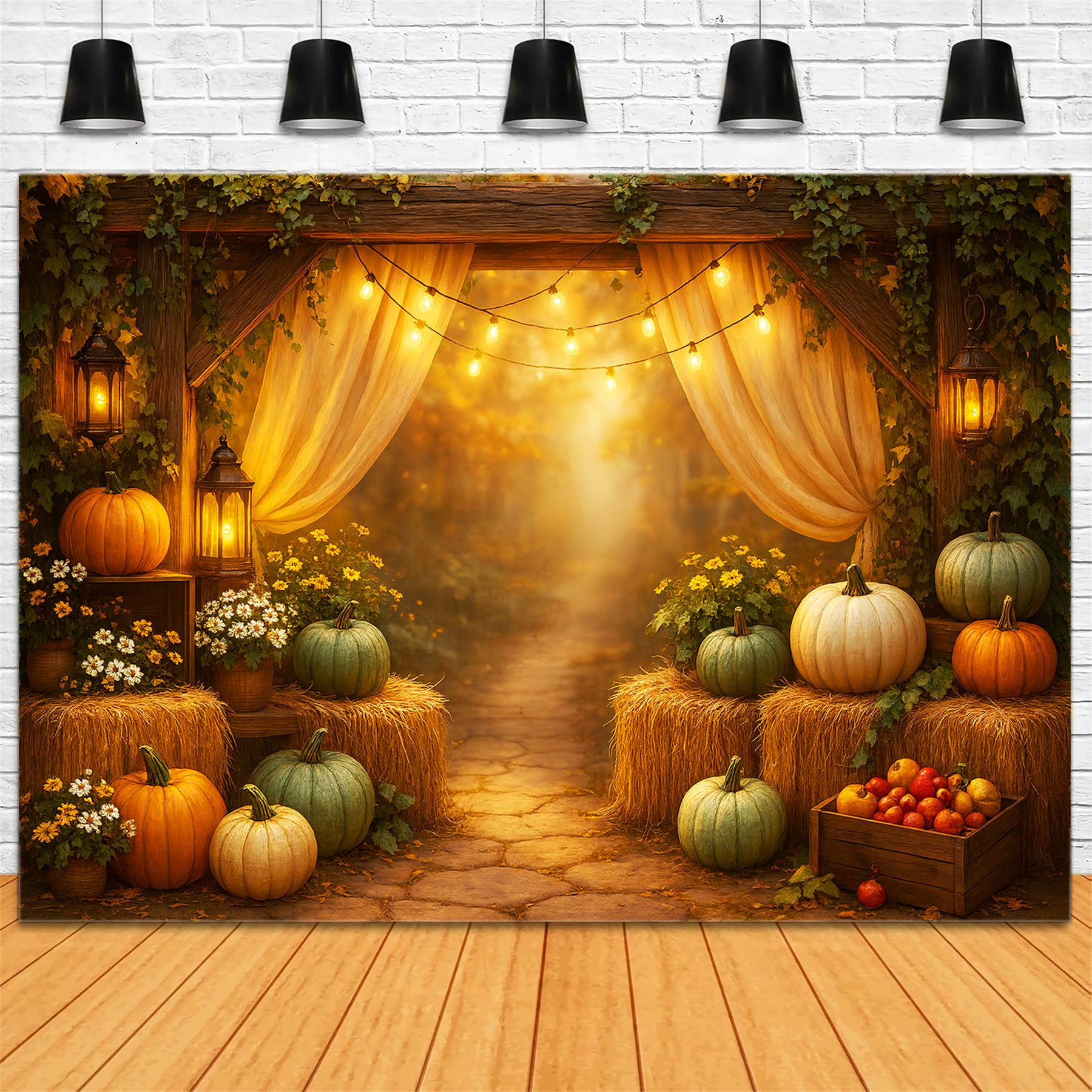 Fall Backdrop Rustic Pumpkin Patch Arrangement Fall Backdrop For Photos UK LXX59-267