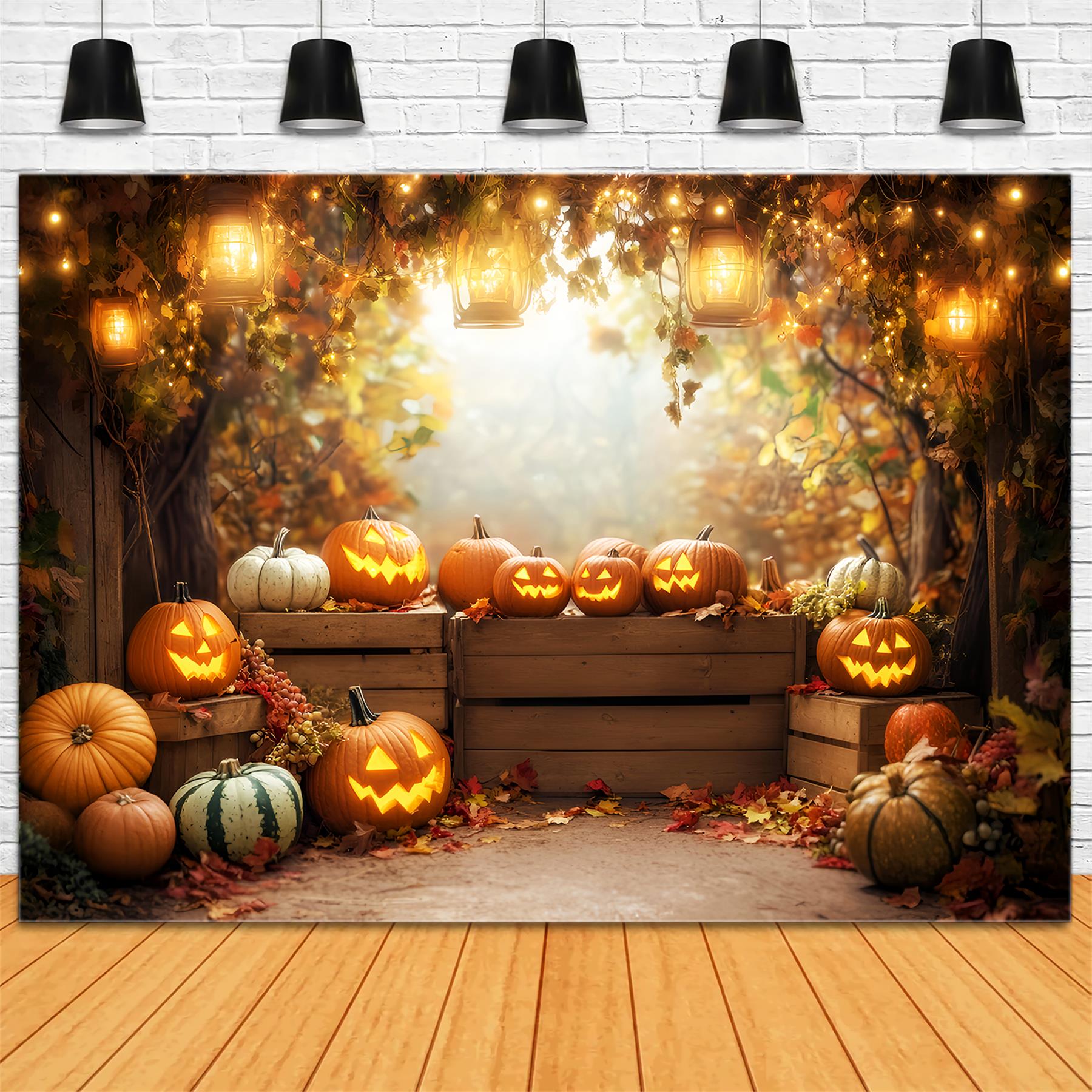 Fall Backdrop Autumn Harvest Market Stall Fall Photoshoot Backdrop UK LXX59-268
