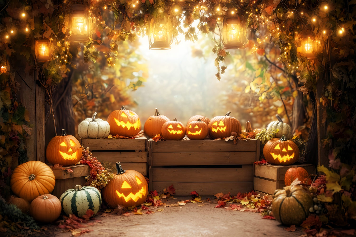 Fall Backdrop Autumn Harvest Market Stall Fall Photoshoot Backdrop UK LXX59-268