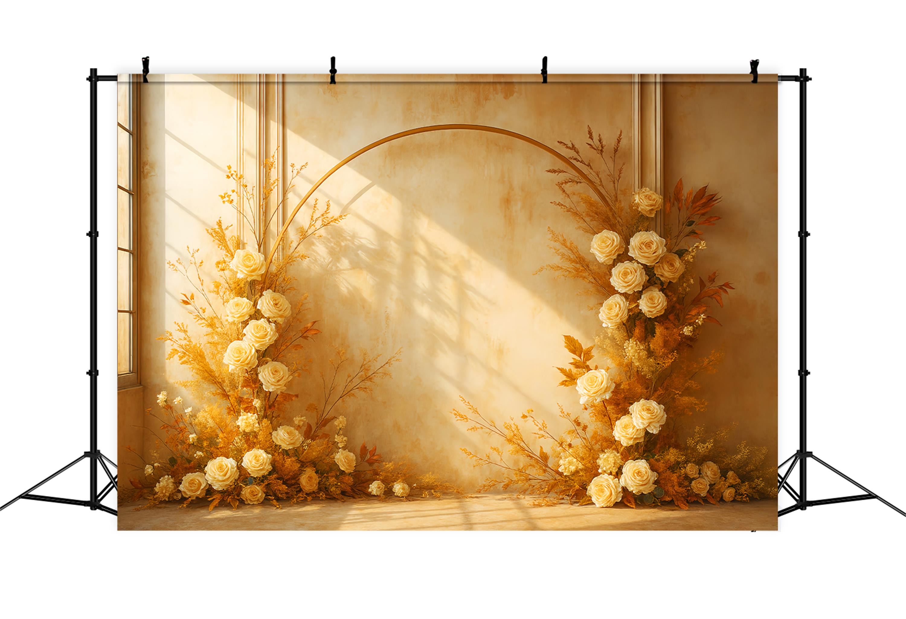 Fall Backdrop Golden Autumn Floral Arch Fall Photoshoot Backdrop UK LXX59-283
