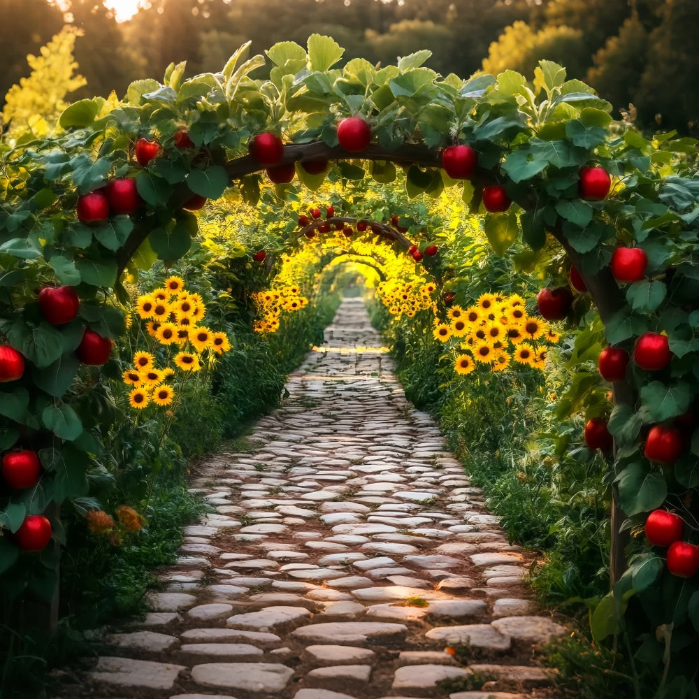 Sunflower Backdrop Apple Orchard Sunflower Tunnel Fall Photo Backdrop UK LXX59-285