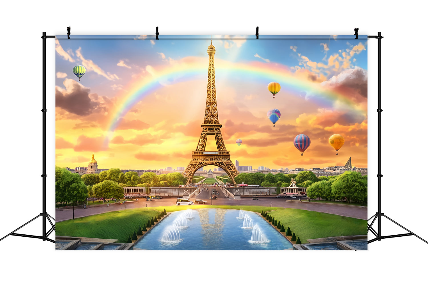 Paris Backdrop Eiffel Tower Rainbow Balloons Paris Backdrop Ideas UK LXX59-29