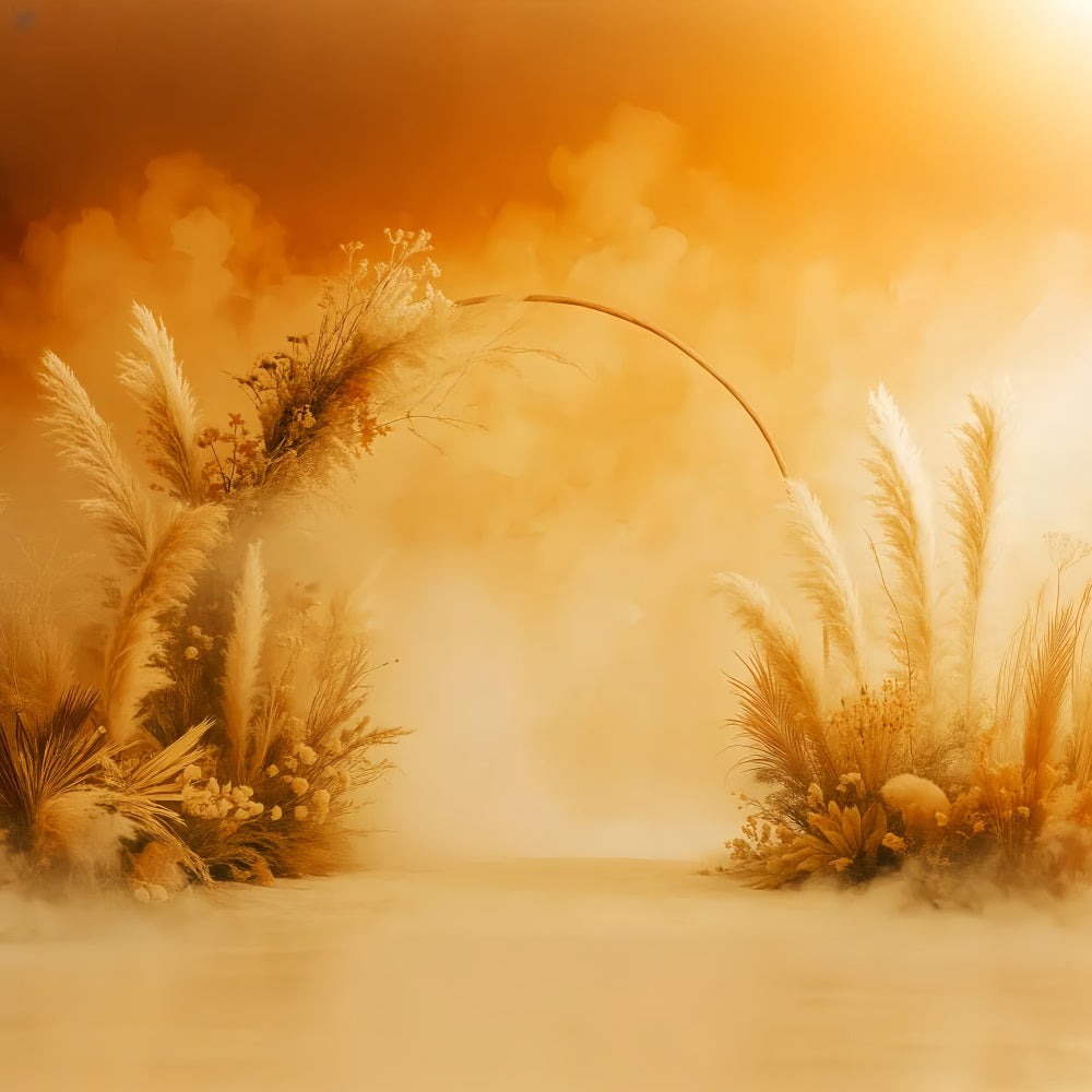 Boho Backdrop Golden Pampas Grass Archway Fall Backdrop for Pictures UK LXX59-293