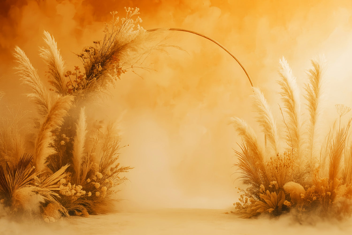 Boho Backdrop Golden Pampas Grass Archway Fall Backdrop for Pictures UK LXX59-293