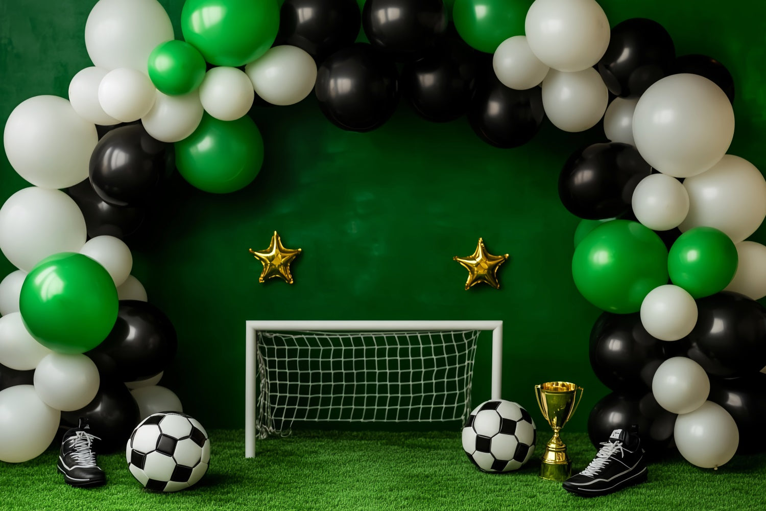 Sports Backdrop Soccer Balloons Goal Celebration Football Backdrop UK LXX59-297