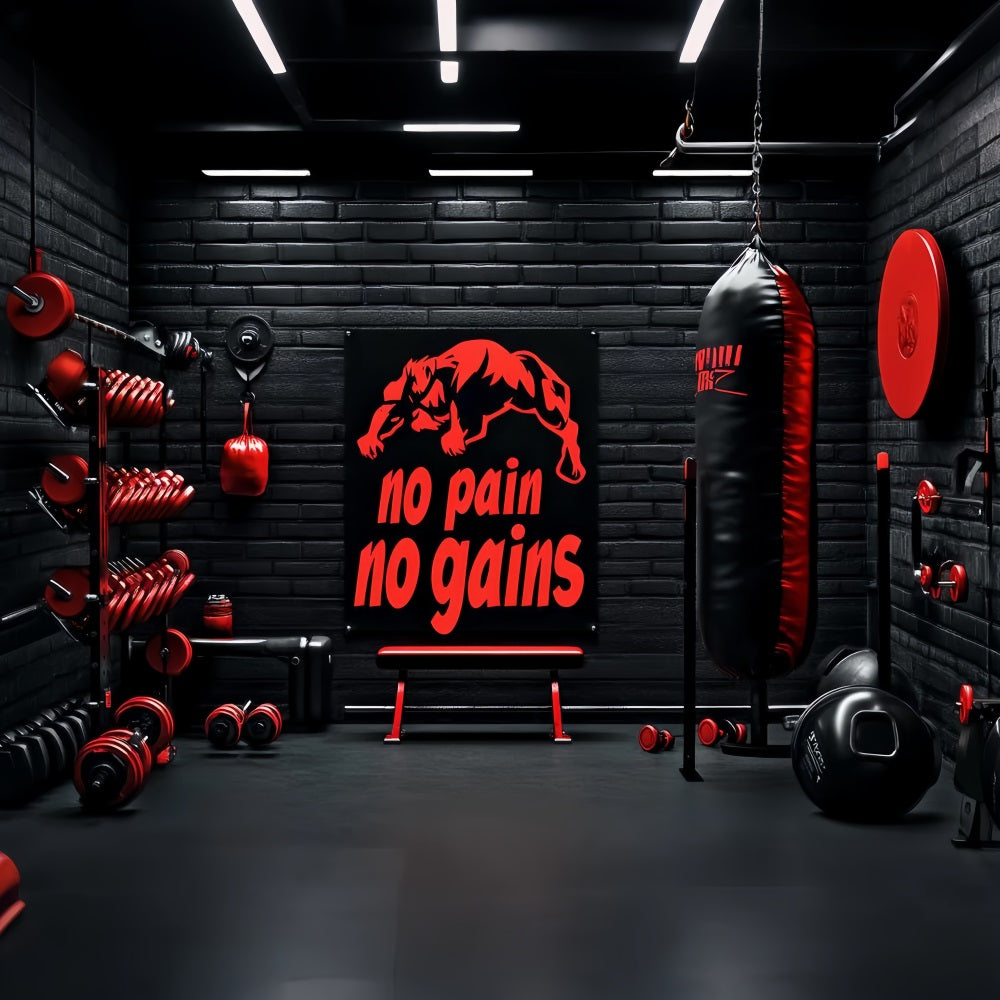 Sports Backdrop Boxing Gym Red Black Equipment Sports Backdrops for Photography UK LXX59-299