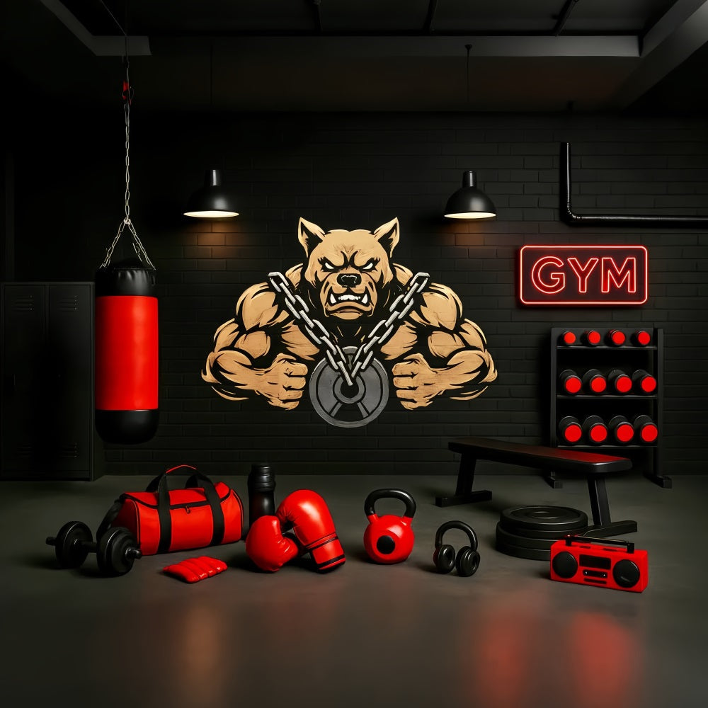 Sports Backdrop Bulldog Boxing Gym Strength Sports Backdrops UK LXX59-300