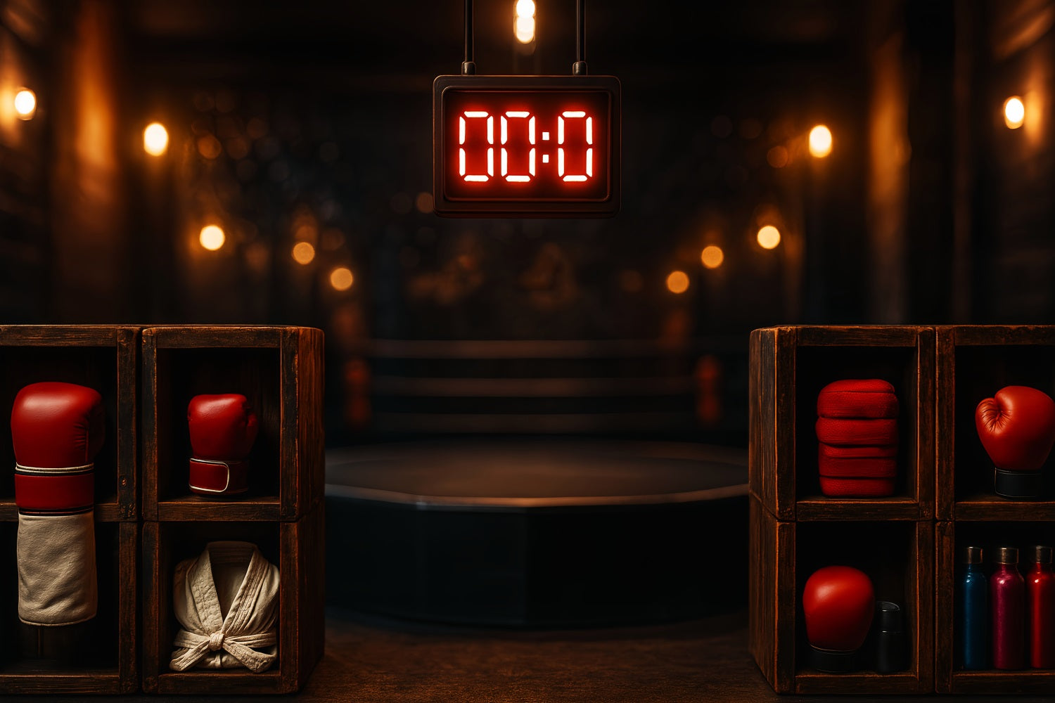 Sports Backdrop Boxing Ring Countdown Moment Sports Backdrops for Photography UK LXX59-301