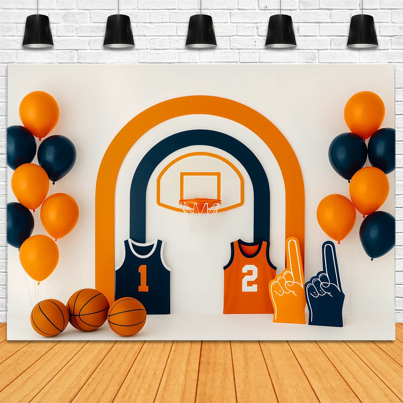 Sports Backdrop Orange Blue Basketball Display Basketball Backdrop UK LXX59-305