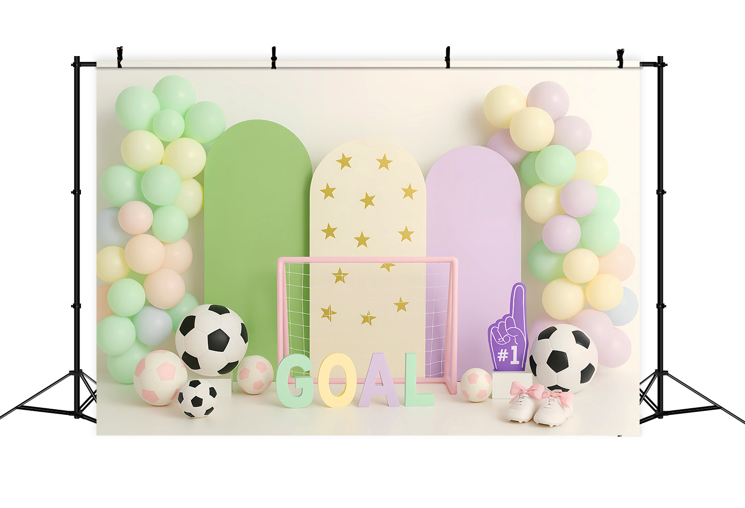 Sports Backdrop Pastel Soccer Goal Party Football Backdrops UK LXX59-306