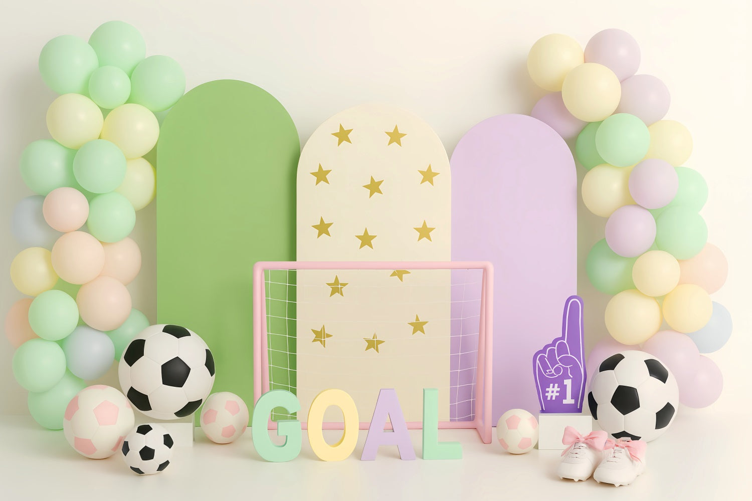 Sports Backdrop Pastel Soccer Goal Party Football Backdrops UK LXX59-306