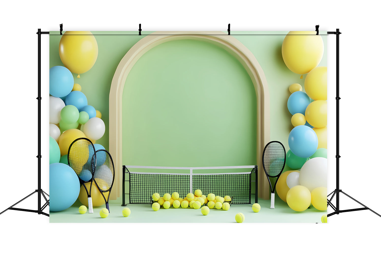 Sports Backdrop Colorful Tennis Balloon Setup Sports Backdrops UK LXX59-307