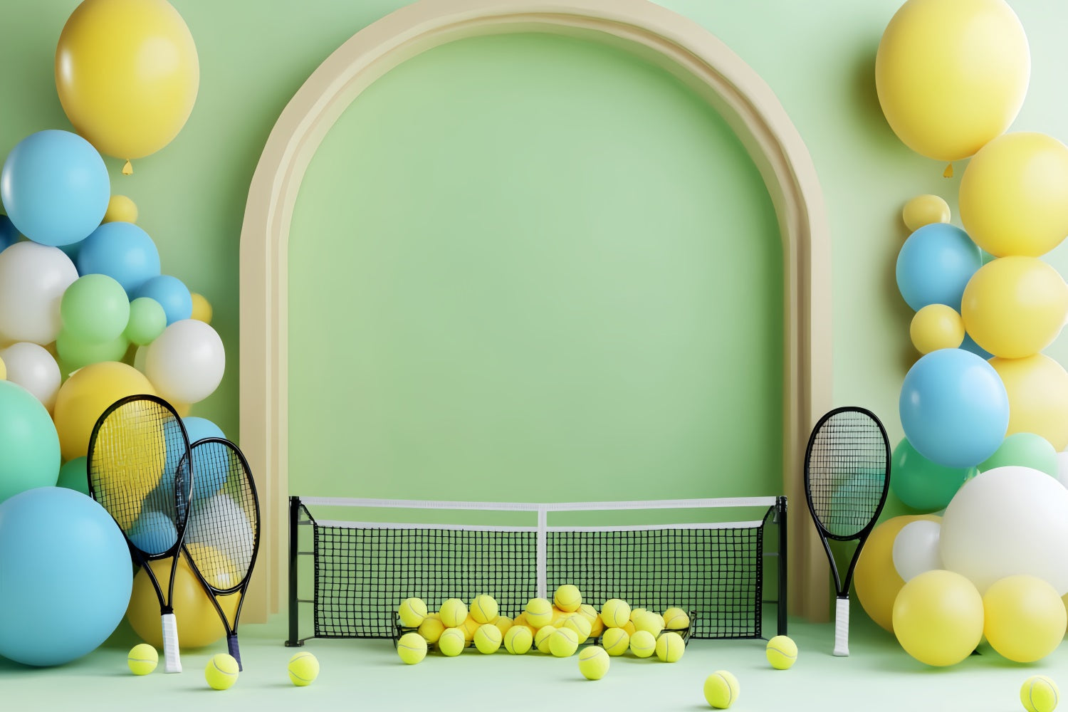 Sports Backdrop Colorful Tennis Balloon Setup Sports Backdrops UK LXX59-307
