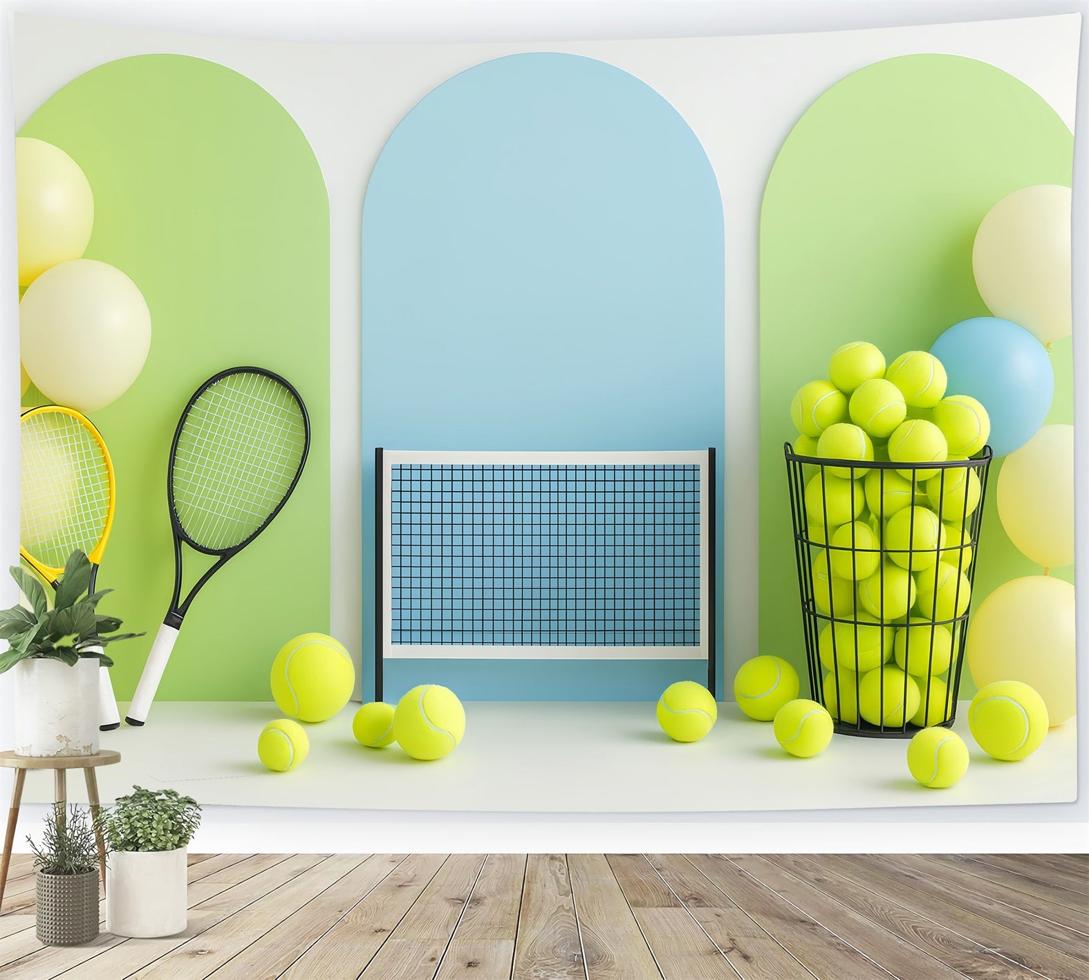 Sports Backdrop Bright Tennis Net Balloon Display Sports Backdrops UK LXX59-308