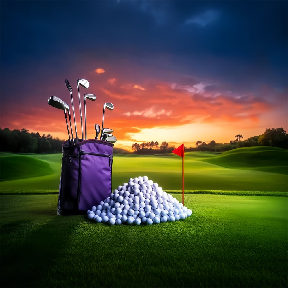 Basketball Backdrop Sunset Golf Course Equipment Sports Backdrop UK LXX59-309