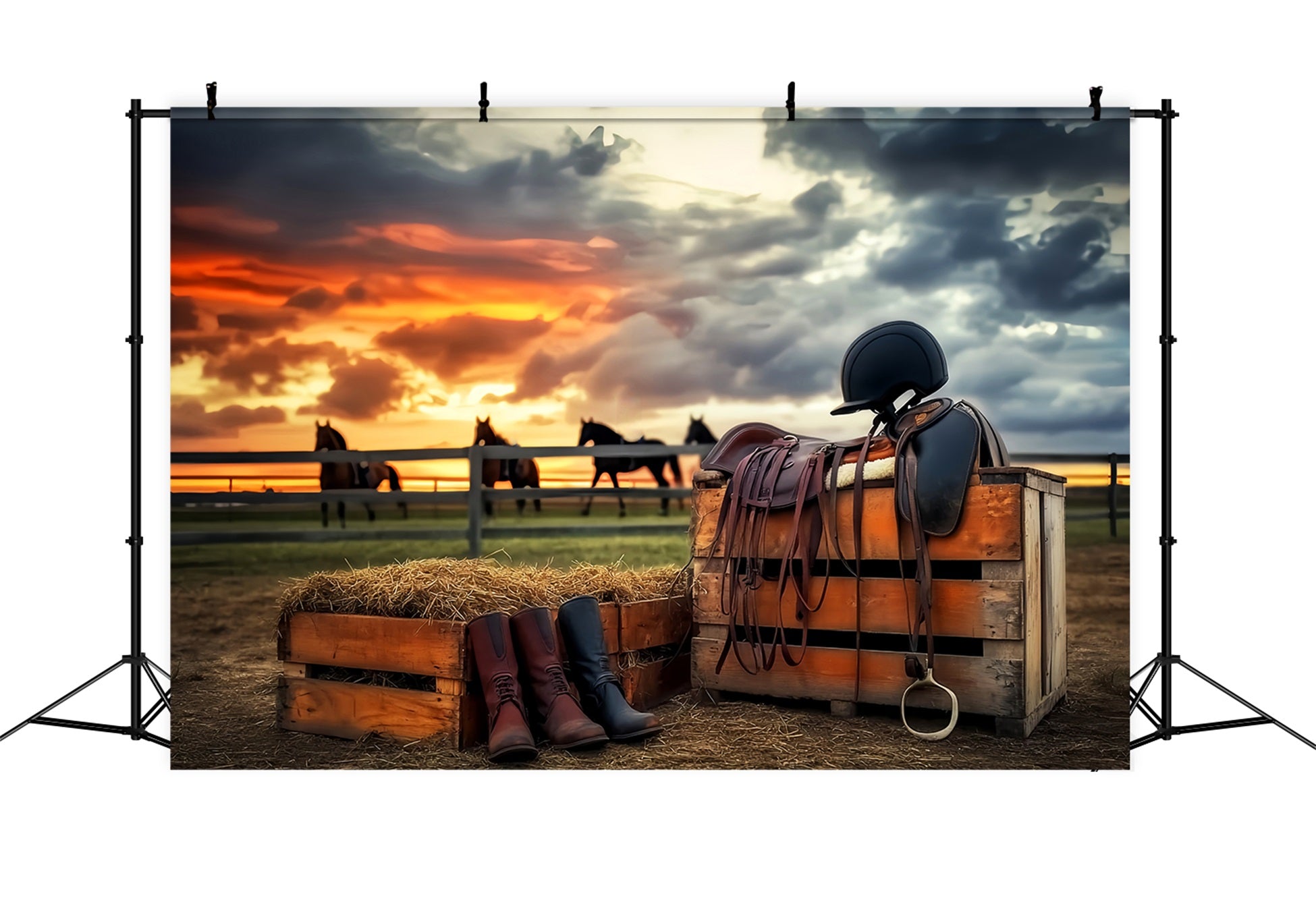 Sports Backdrop Equestrian Sunset Riding Gear Sports Backdrops UK LXX59-312