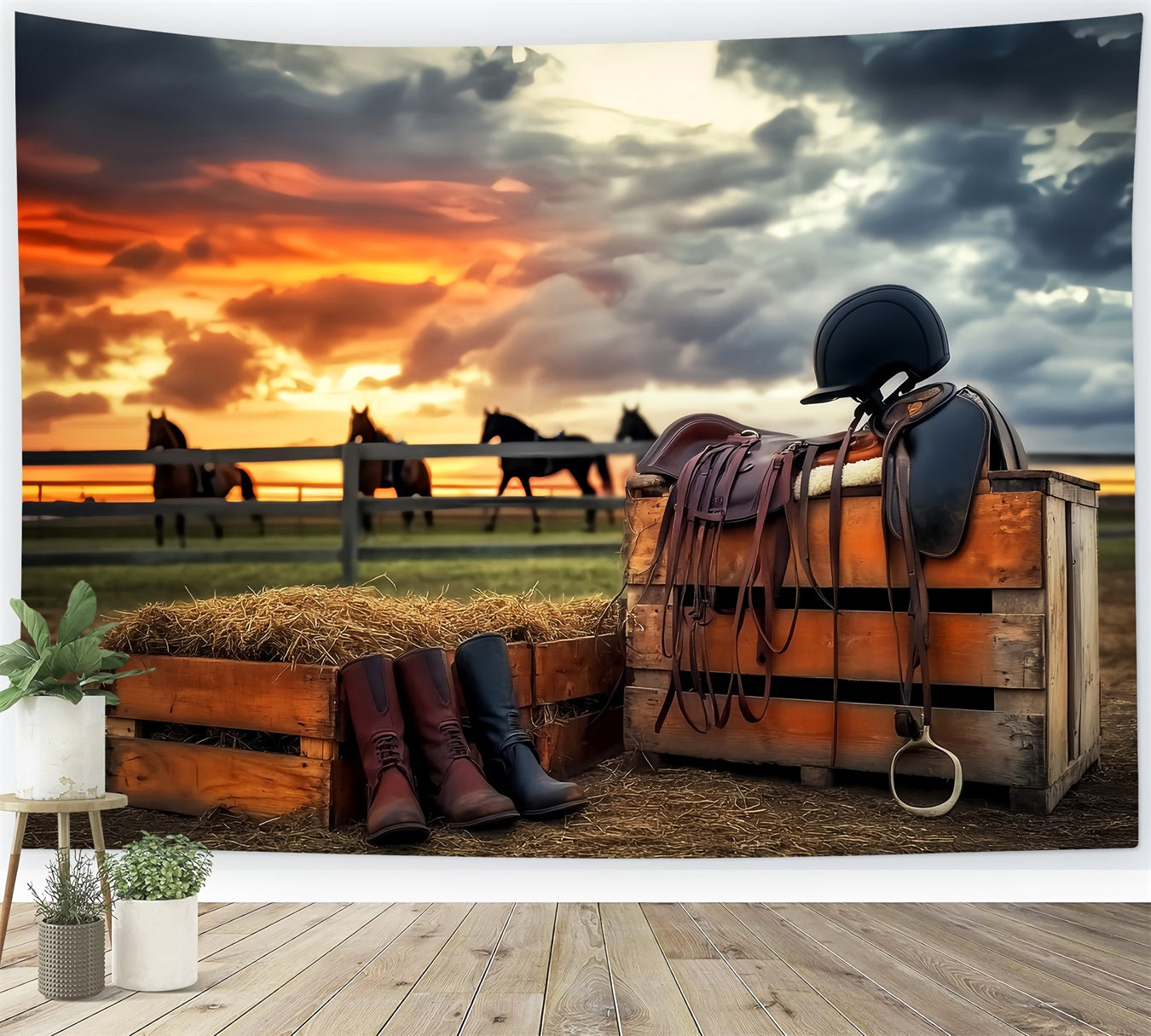 Sports Backdrop Equestrian Sunset Riding Gear Sports Backdrops UK LXX59-312