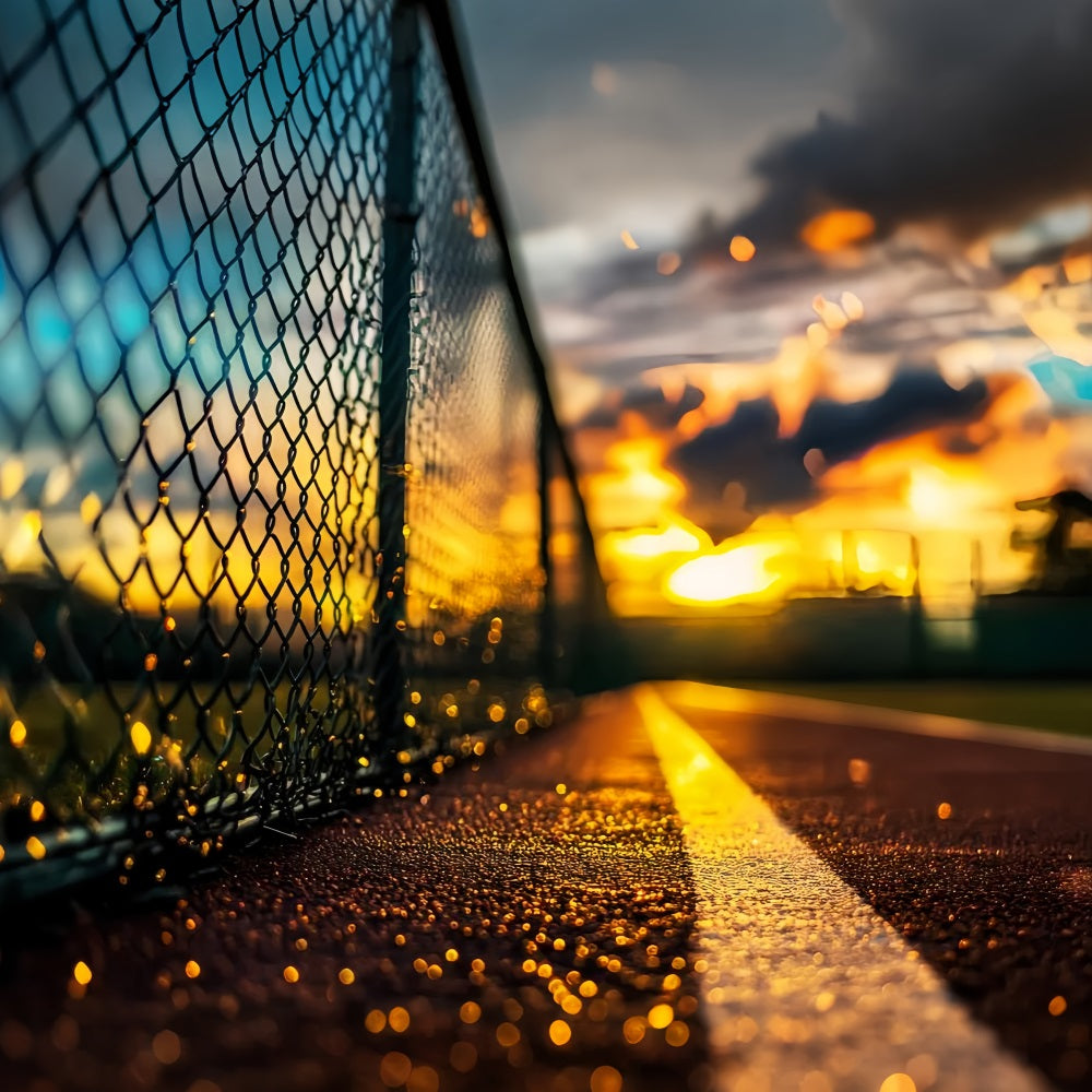 Sports Backdrop Sunset Court Chain Fence Sports Backdrops for Photography UK LXX59-320