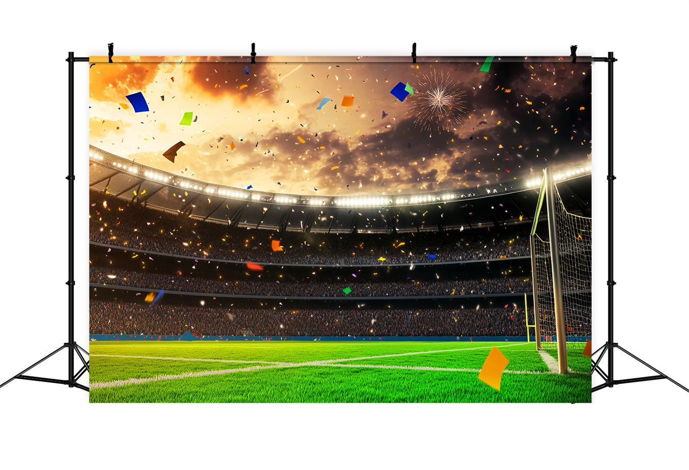 Soccer Backdrops Stadium Celebration Confetti Fireworks Football Stadium Backdrop UK LXX59-328