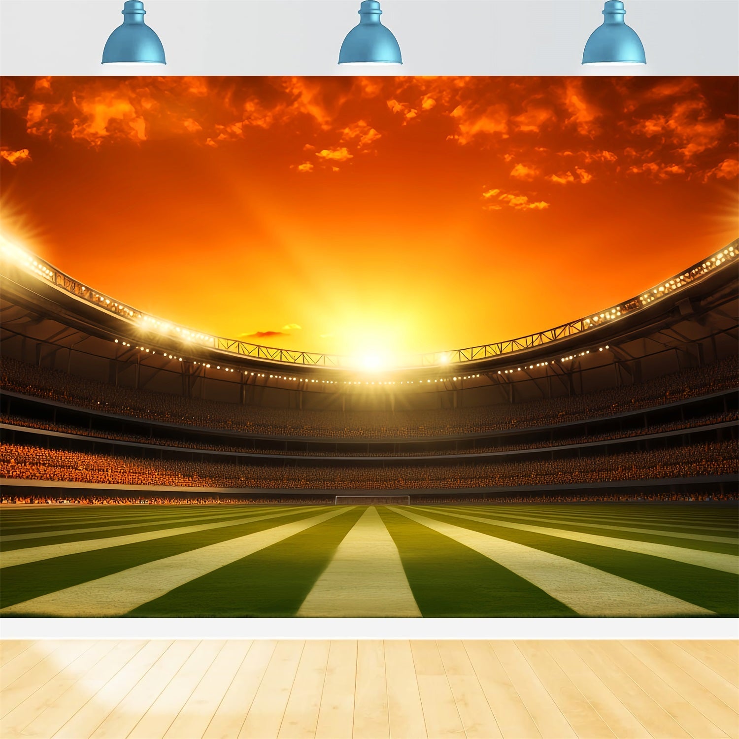 Soccer Backdrops Sunset Glow Football Arena Sports Backdrop UK LXX59-330
