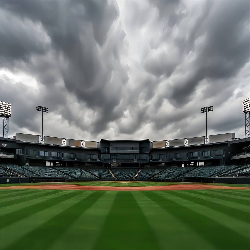 Sports Backdrop Empty Baseball Stadium Clouds Baseball Backdrop UK LXX59-338