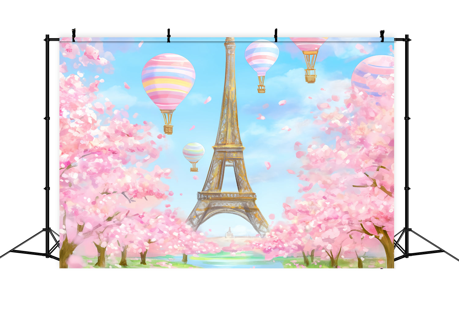 Paris Backdrops Eiffel Tower Balloons Blossom Paris Backdrop Ideas UK LXX59-34