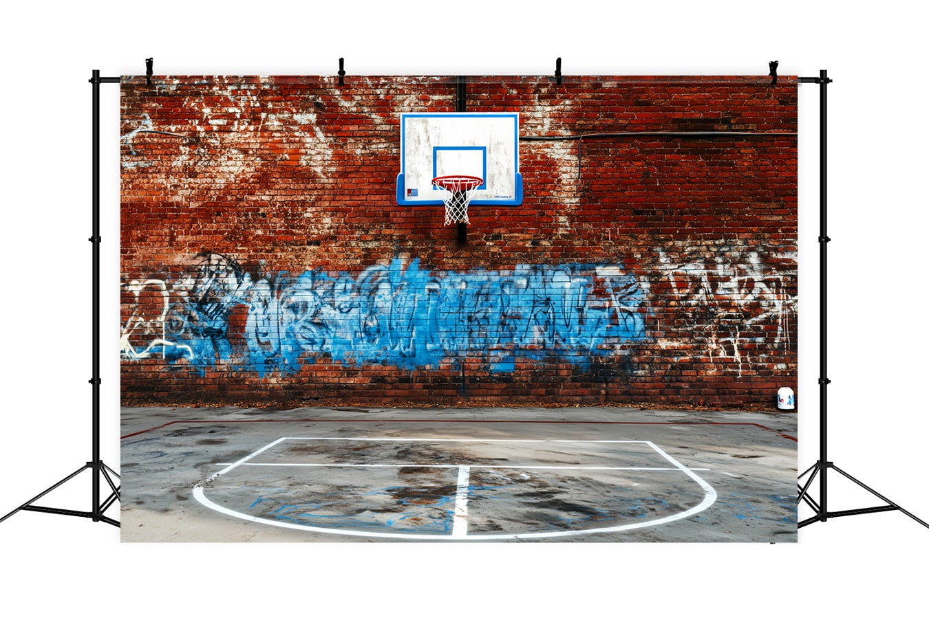 Sports Backdrop Brick Wall Graffiti Hoop Sports Backdrops for Photography UK LXX59-344