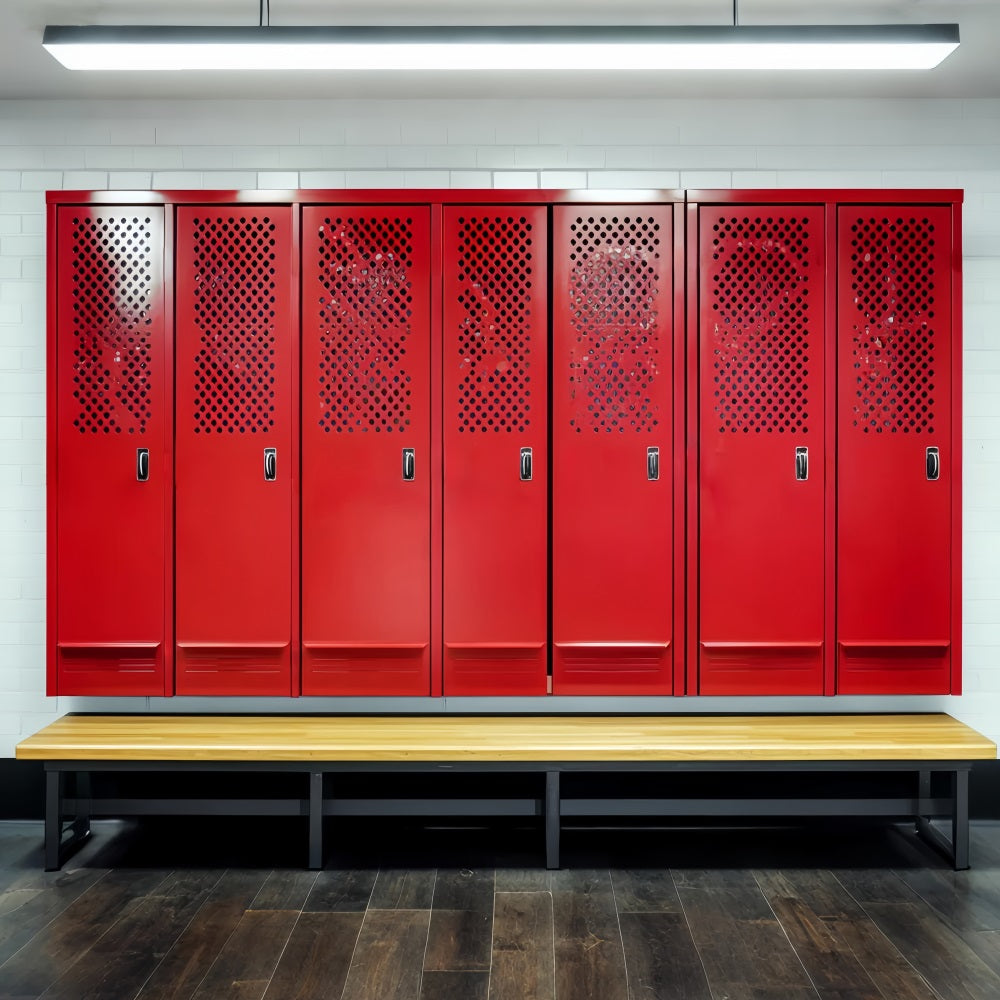 Sports Backdrop Red Locker Room Bench Sports Backdrops for Photography UK LXX59-347
